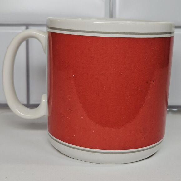 Vtg Black White Coffee Cup Red Mug Comic Strip One Woman Does The Work / Japan - Picture 7 of 12